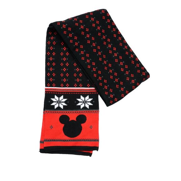 New Women Men Adult Disney Mickey Mouse Knit Scarf Teen 70" Black Red Winter - Picture 3 of 6